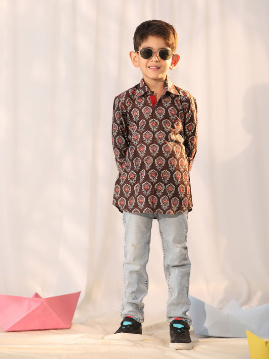 Boys' Coffee Ethnic Shirt