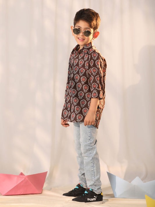 Boys' Coffee Ethnic Shirt