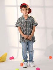 Boys' Bottle Green Ethnic Shirt