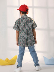 Boys' Bottle Green Ethnic Shirt