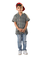 Boys' Bottle Green Ethnic Shirt