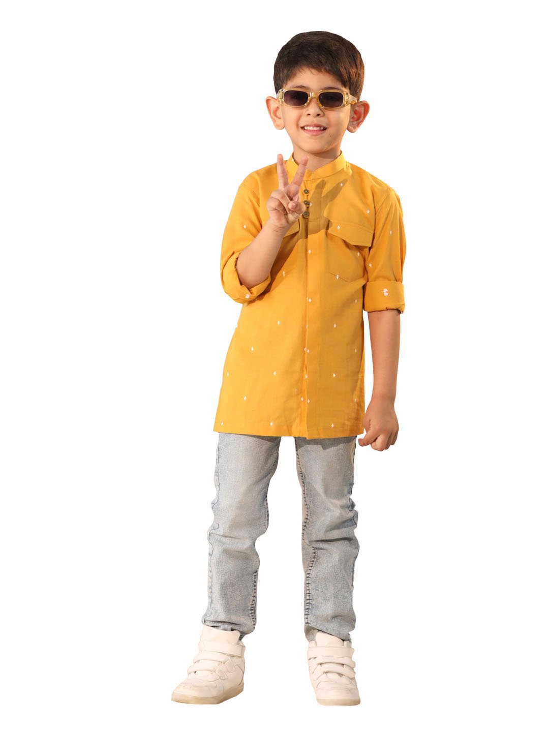 Boys' Mustard Ethnic Shirt