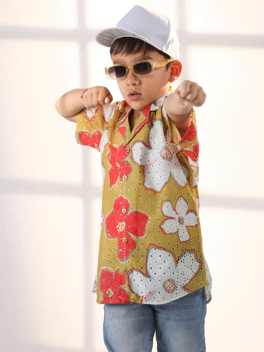 Boys' Mustard Ethnic Shirt