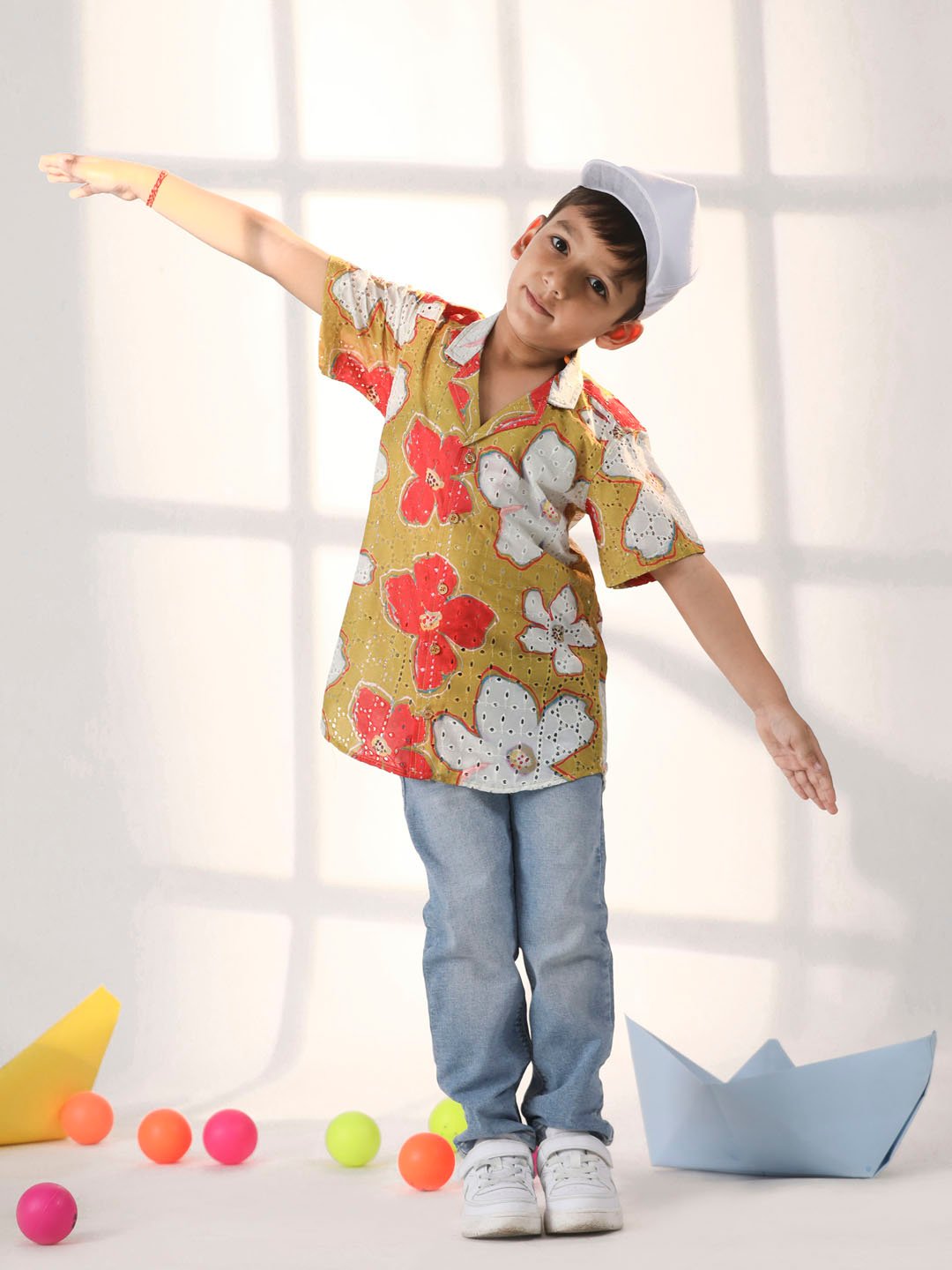 Boys' Mustard Ethnic Shirt