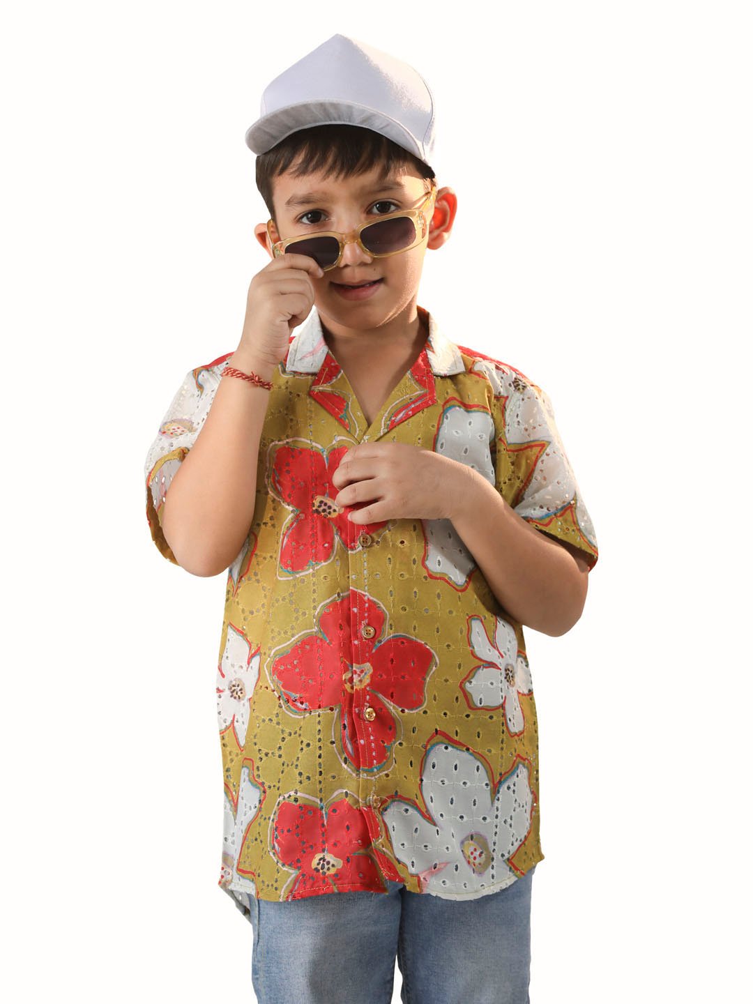 Boys' Mustard Ethnic Shirt