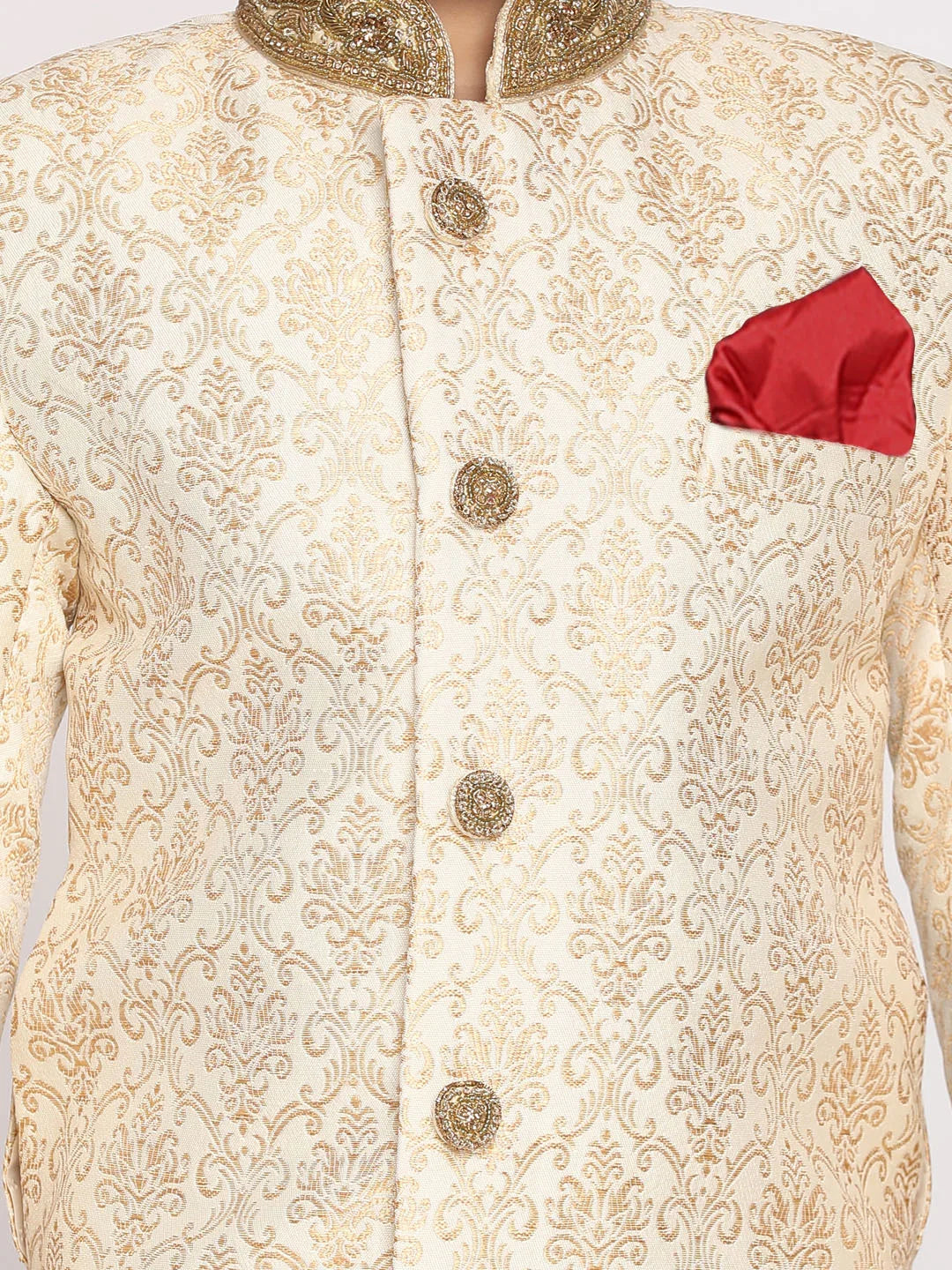 Boys' Sherwani And Embellished Dupatta Set