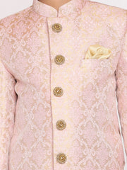 Boys' Pink And Gold Sherwani And Pyjama Set