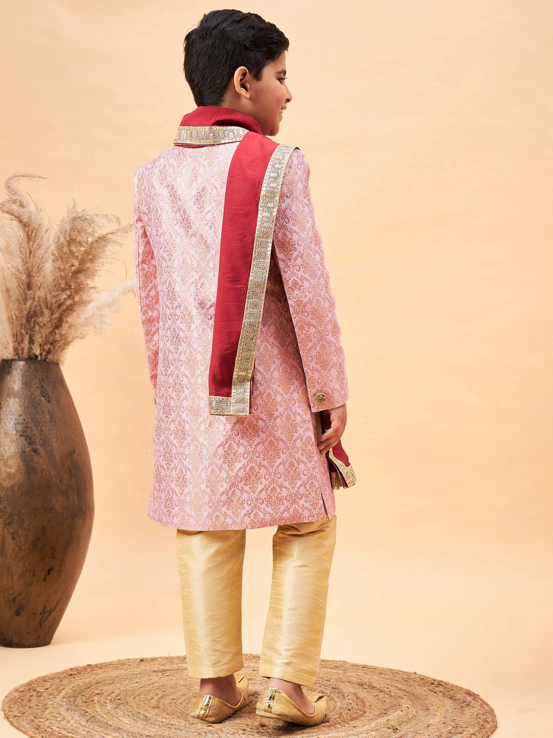 Boys' Pink Sherwani Set