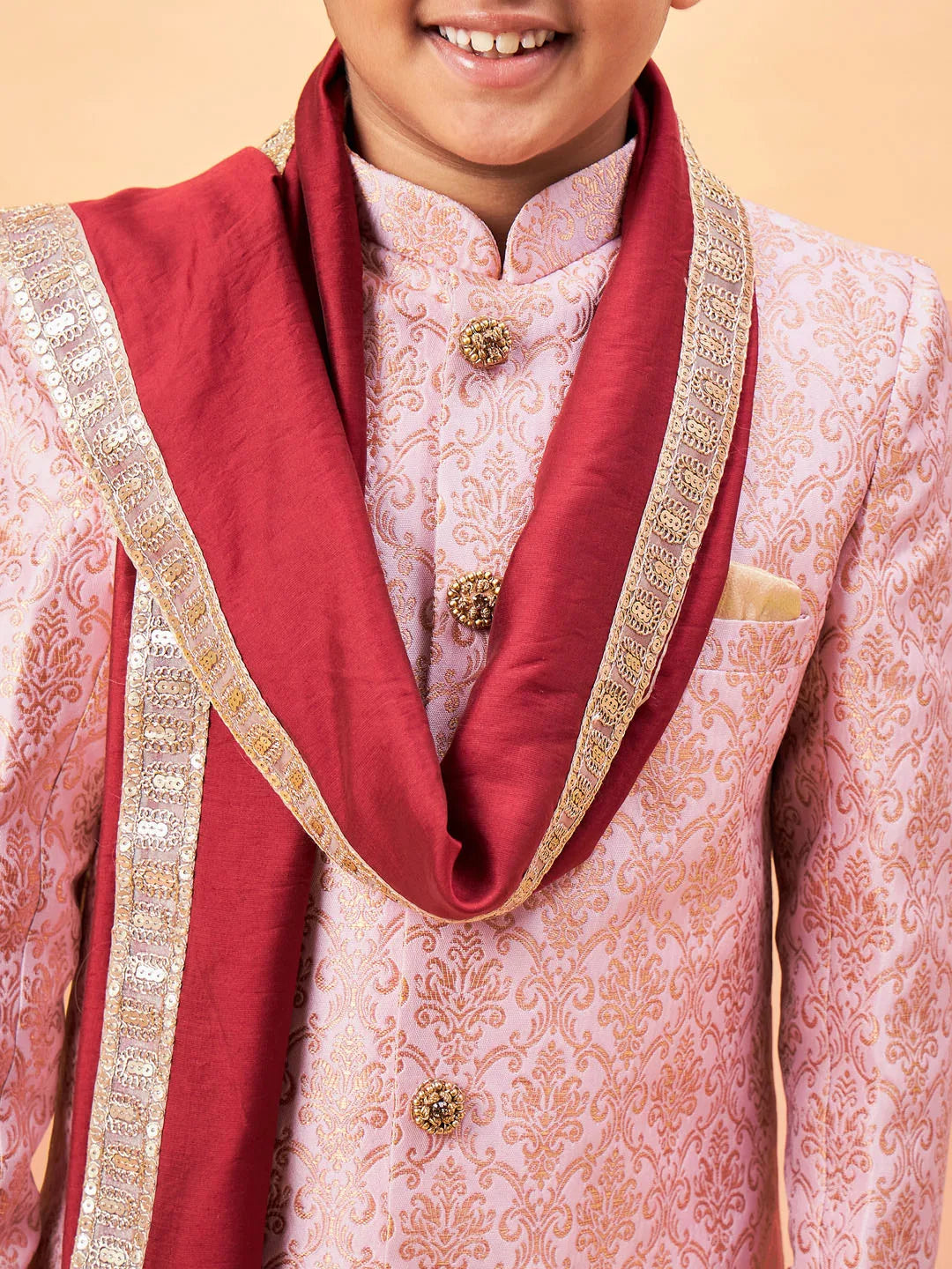 Boys' Pink Sherwani Set