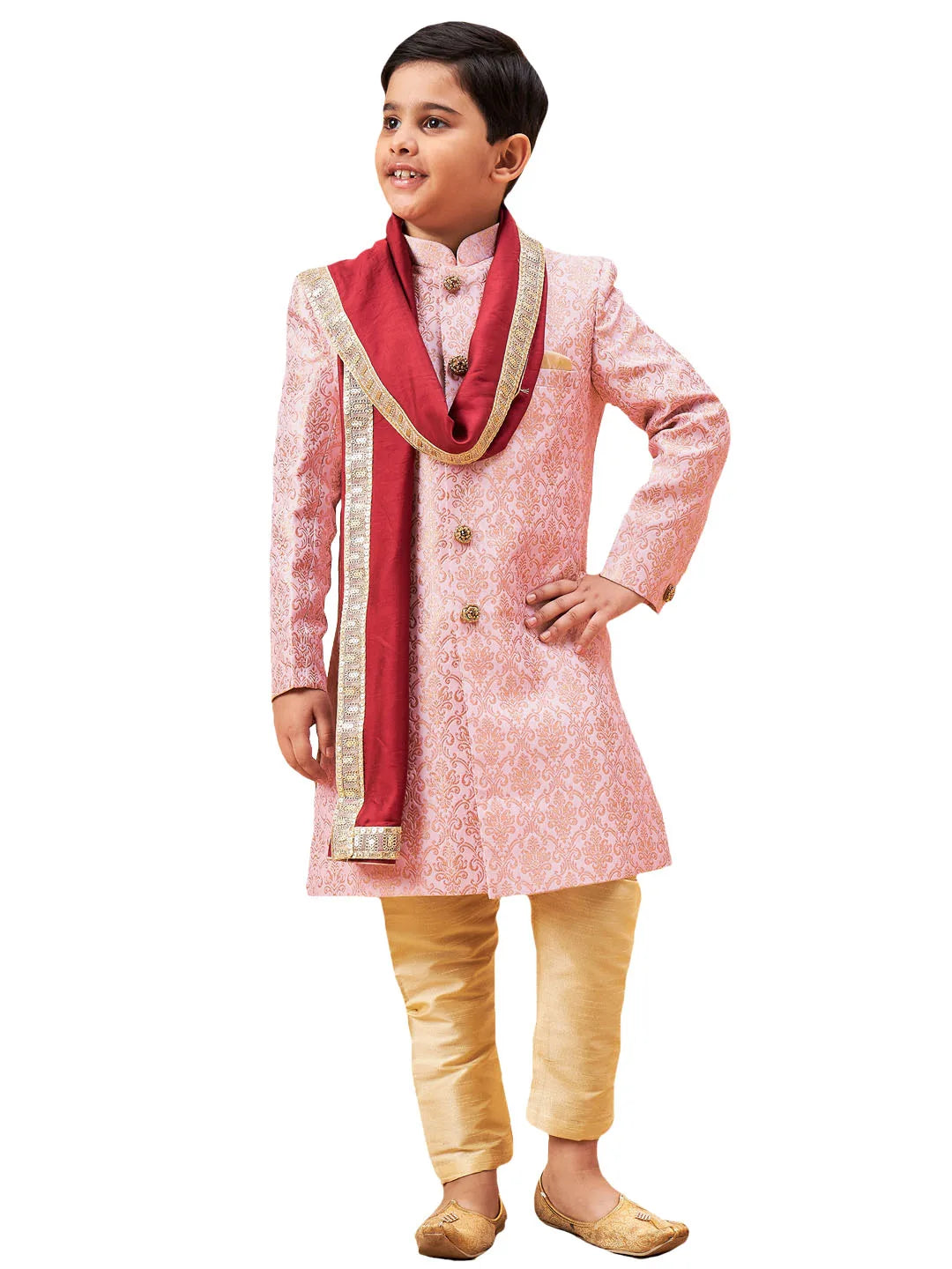 Boys' Pink Sherwani Set