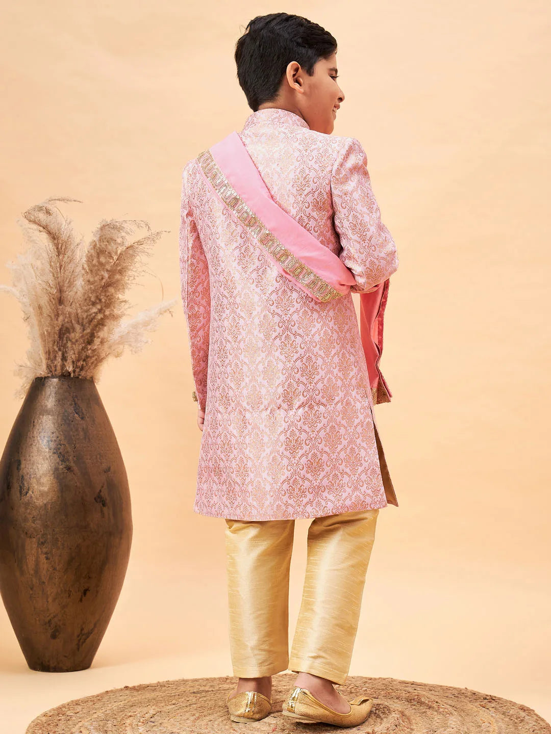 Boys' Pink Sherwani Set