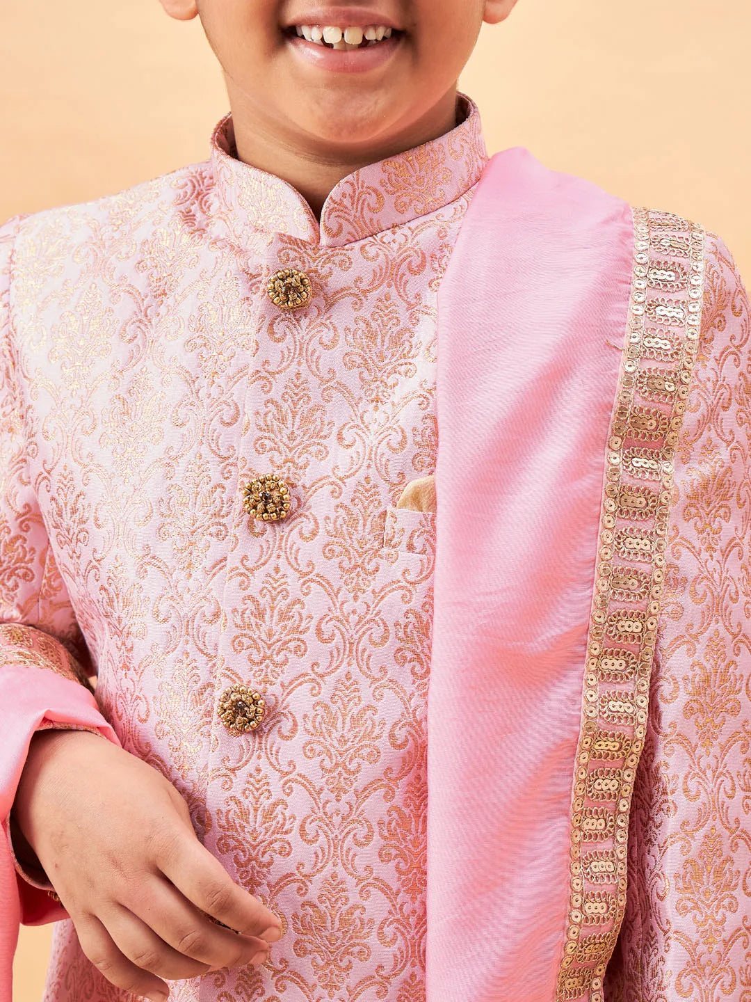 Boys' Pink Sherwani Set