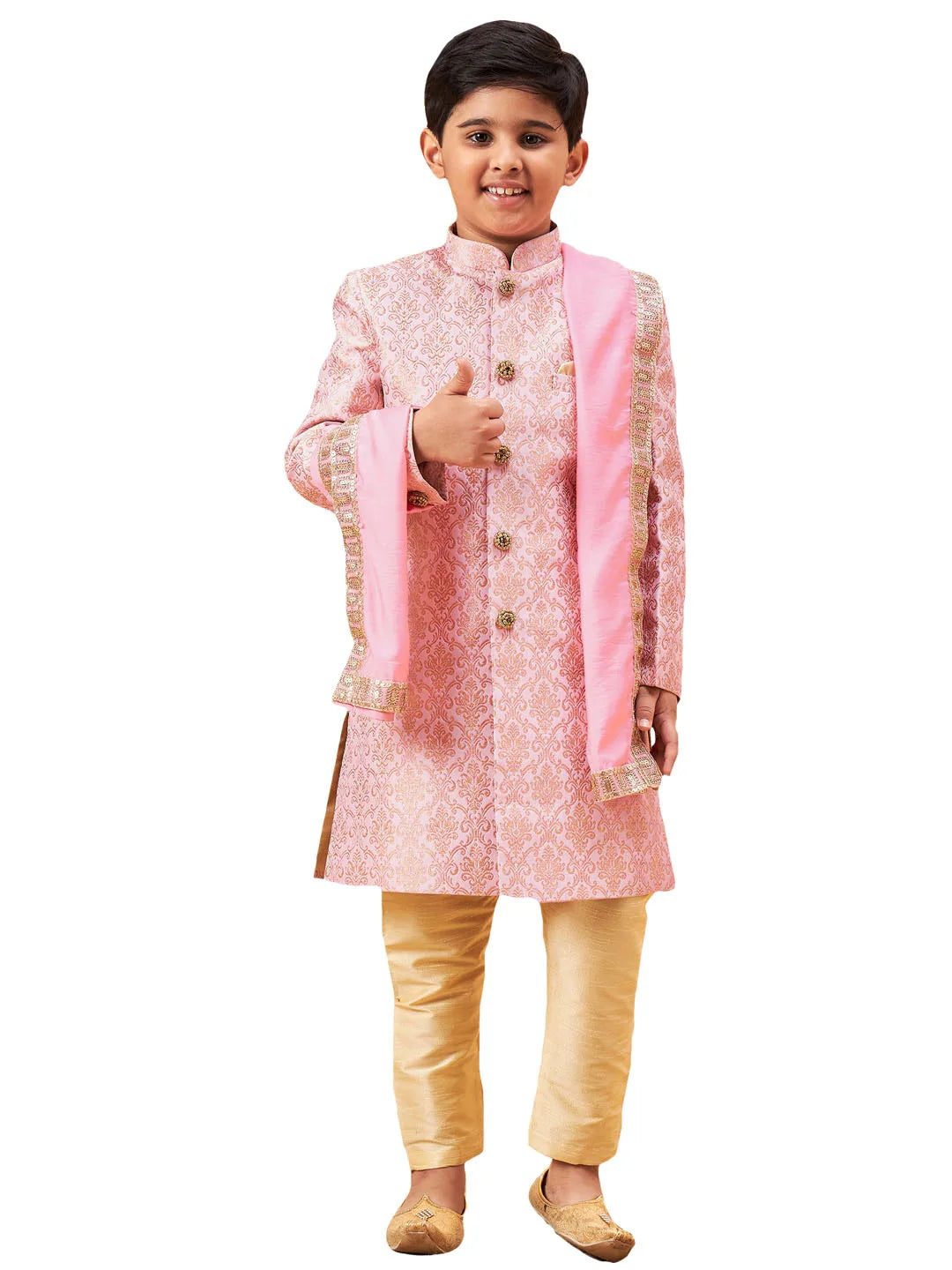 Boys' Pink Sherwani Set