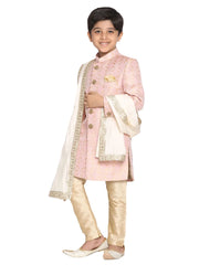 Boys' Sherwani And Embellished Dupatta Set