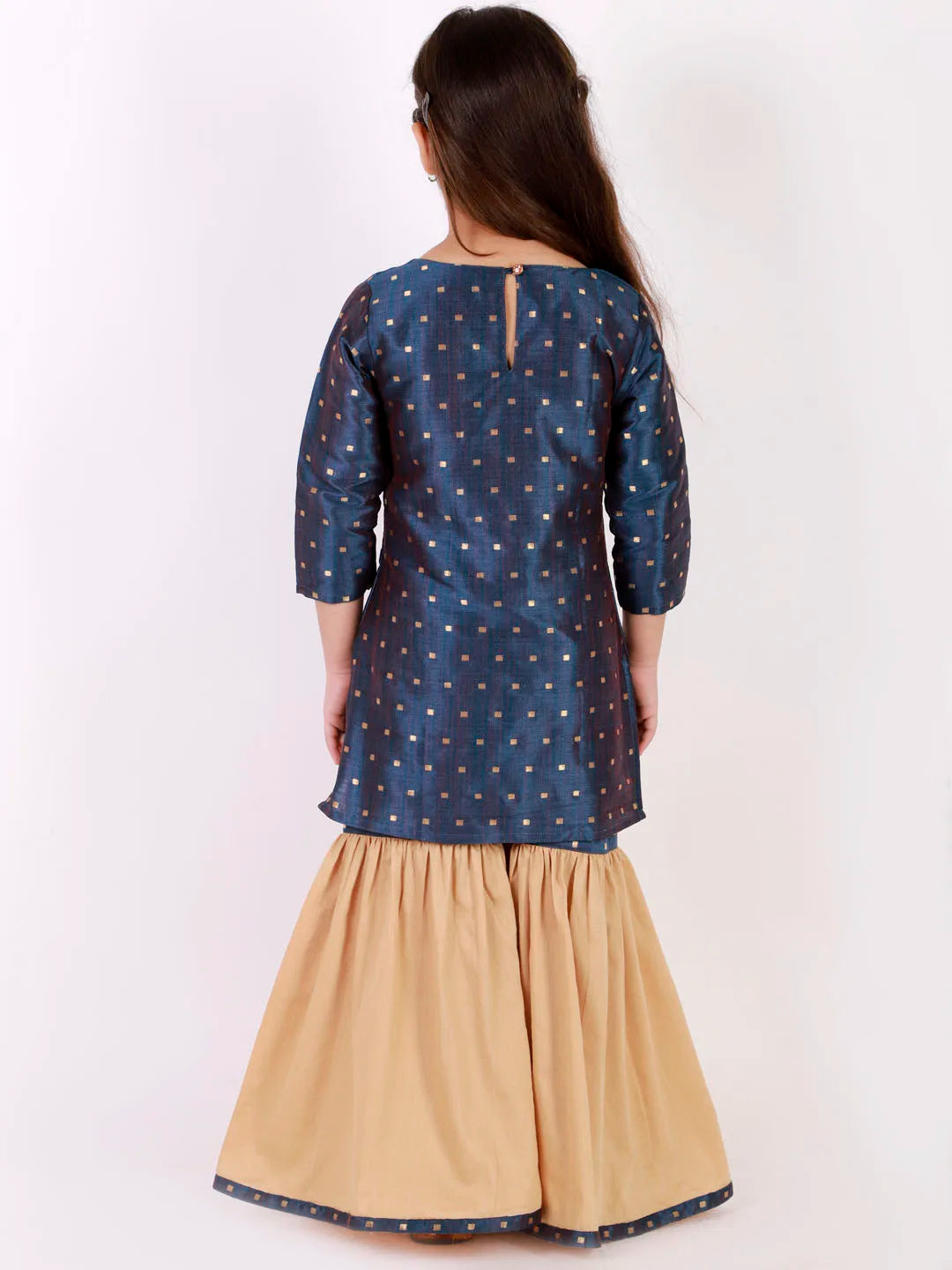 Girls Jacquard Kurta With Sharara Set