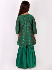 Girls Jacquard Kurta With Sharara Set