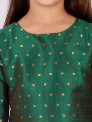 Girls Jacquard Kurta With Sharara Set