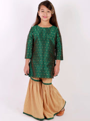 Girls Jacquard Kurta With Sharara Set