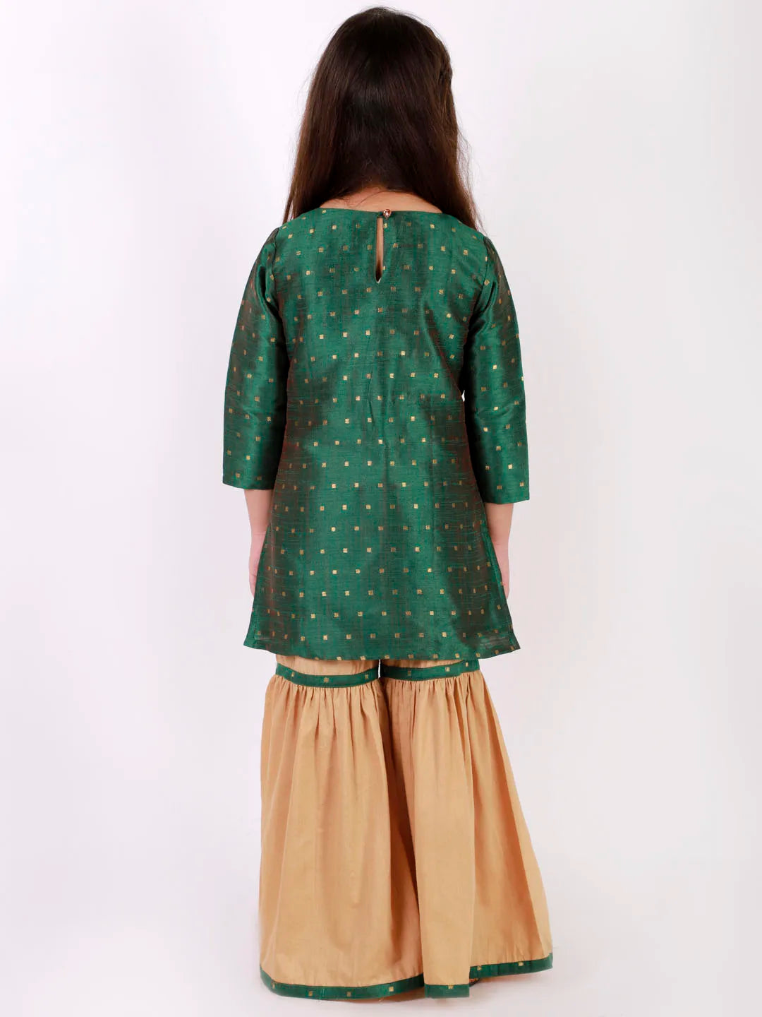 Girls Jacquard Kurta With Sharara Set