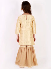 Girls Jacquard Kurta With Sharara Set