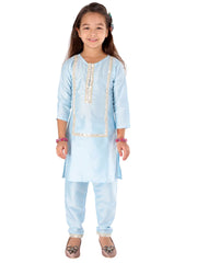 Girls Mirror Work Viscose Kurta And Pant Set