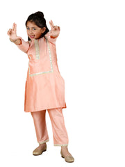 Girls Mirror Work Viscose Kurta And Pant Set