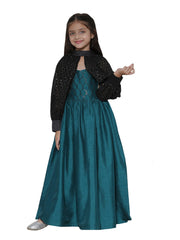 Girls' Green And Black Ethnic Dress