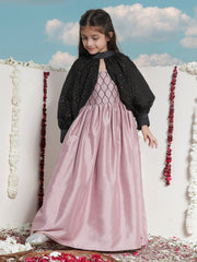 Girls' Pink And Black Ethnic Dress