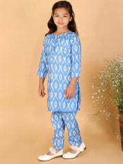 Girls Aqua Blue Kurta And Pant Set