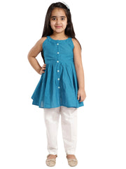 Girls Handloom Cotton Kurta And Straight Pant Set