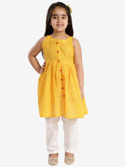 Girls Handloom Cotton Kurta And Straight Pant Set