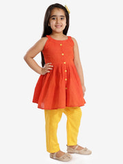 Girls Handloom Cotton Kurta And Straight Pant Set