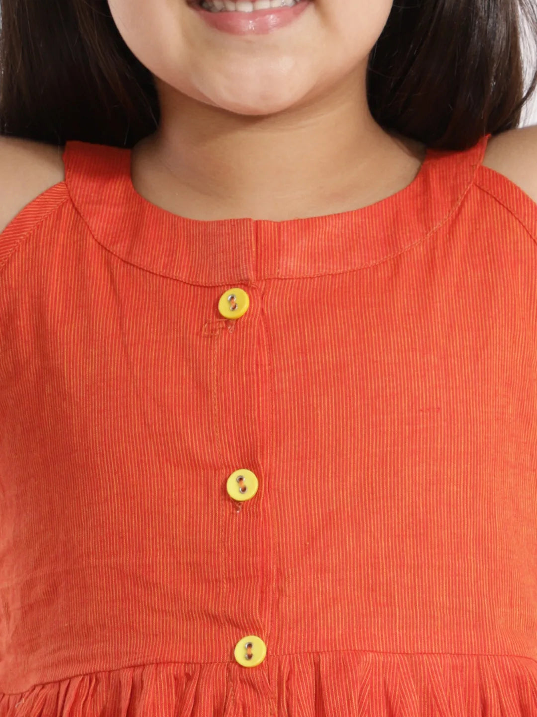 Girls Handloom Cotton Kurta And Straight Pant Set