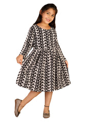 Girls Black Ethnic Dress