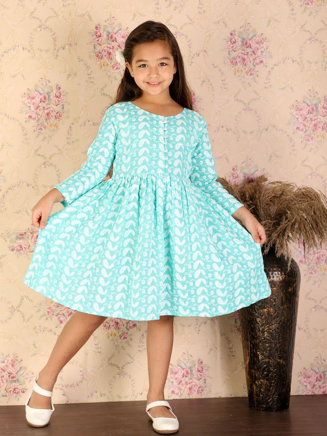 Girls Green Ethnic Dress