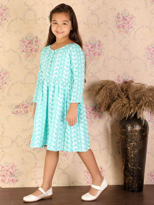 Girls Green Ethnic Dress