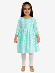 Girls Chikankari Cotton Kurta And Leggings Set