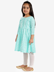 Girls Chikankari Cotton Kurta And Leggings Set