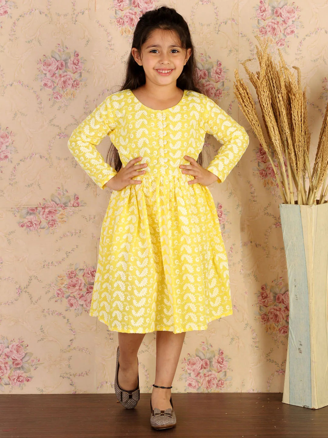 Girls Mustard Ethnic Dress