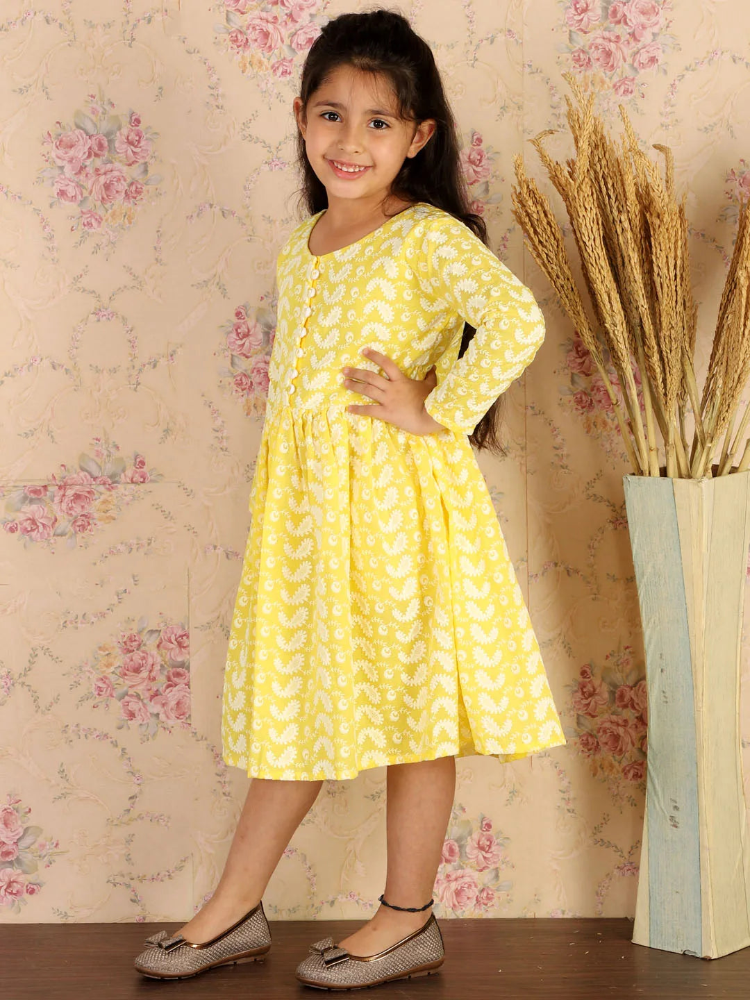 Girls Mustard Ethnic Dress