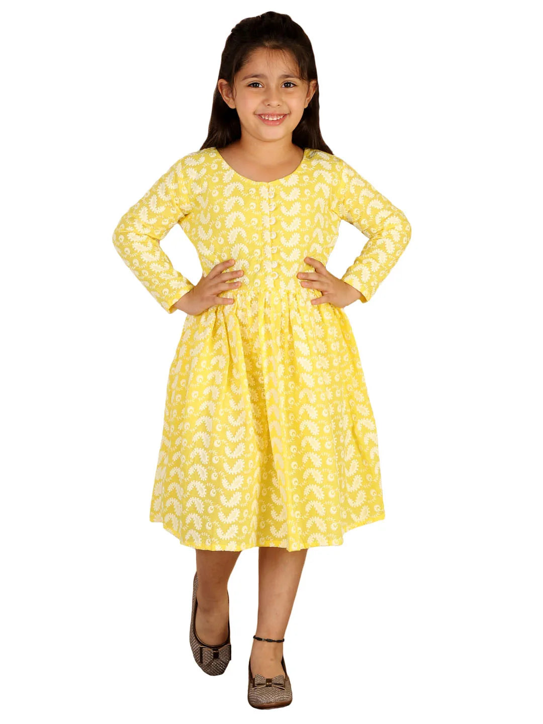 Girls Mustard Ethnic Dress