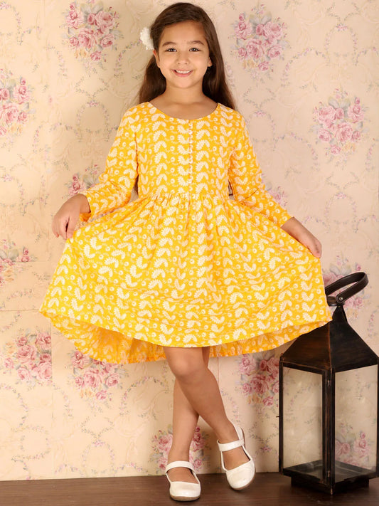 Girls Orange Ethnic Dress