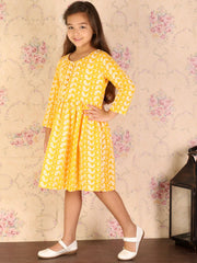 Girls Orange Ethnic Dress