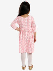 Girls Chikankari Cotton Kurta And Leggings Set