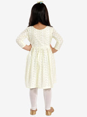 Girls Chikankari Cotton Kurta And Leggings Set