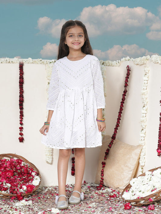 Girls' White Ethnic Dress