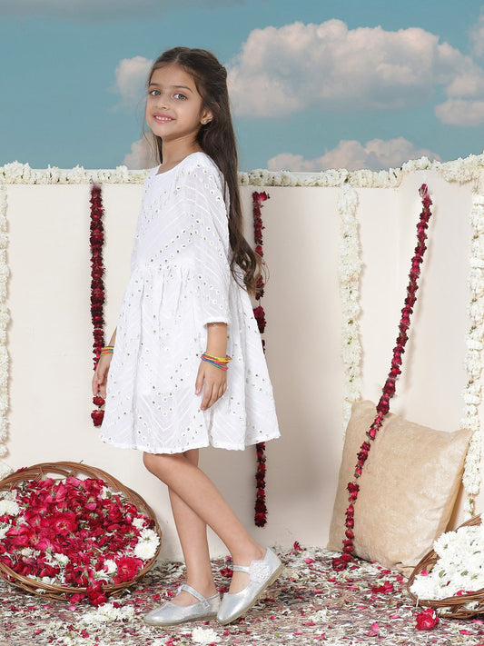 Girls' White Ethnic Dress