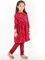 Girls Mirror Work Georgette Kurta And Churidar Set