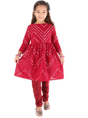 Girls Mirror Work Georgette Kurta And Churidar Set