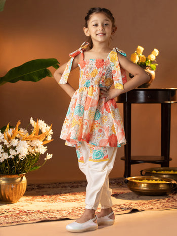 Girls' Multicolour Kurta And Patiala